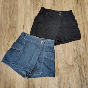 2pcs lot black blue jean denim skorts mini skirt shorts